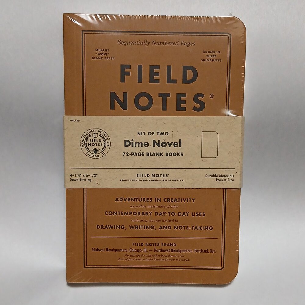 New/Sealed Field Notes Fall 2017 -- DIME NOVEL -- Set of Two 72-Page Blank Books
